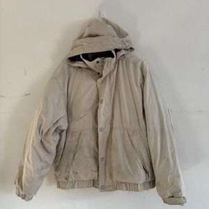 Eddie Bauer Mens Goose Down‎ Puffer Jacket Coat Beige Winter Outdoor Large